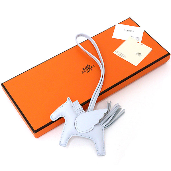 HERMES Bag charm Rodeo PM Pegasus Anyo Miro leather BlueBrum Women