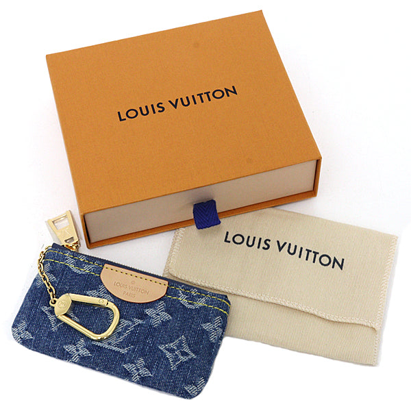 LOUIS VUITTON Key case Pochette Cre M82961 coin purse Monogram Denim Blue Unisex