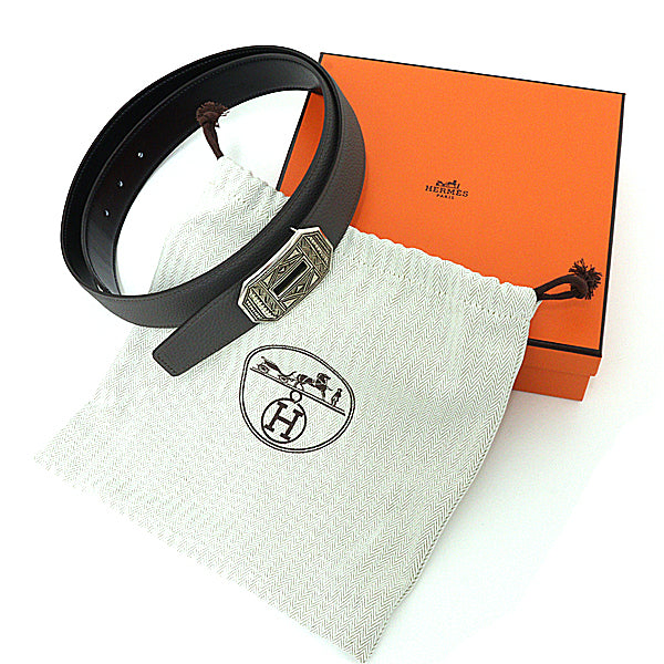 HERMES belt Touareg Reversible Leather Belt Box calf Ethane/Black Men