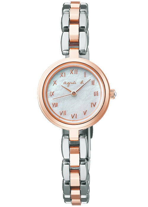 agnes b. FCSD994 Unused Solar Hardlex White shell SS Analog Women Wrist watch