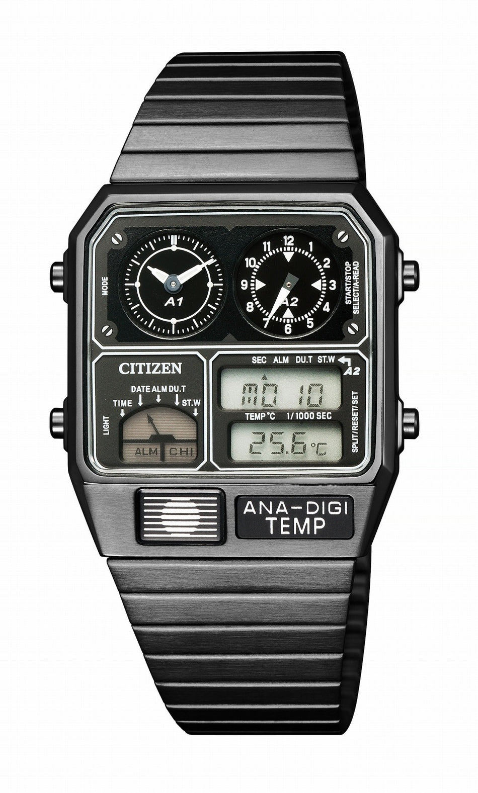 CITIZEN JG2105-93E Wrist watch ANADIGI TEMP Quartz Black SS Analog Men Unused