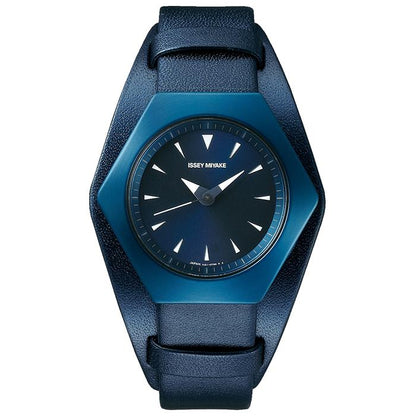 ISSEY MIYAKE NYAM702 Unused ROKU Quartz Hardlex Blue SS Calf Men Wrist watch