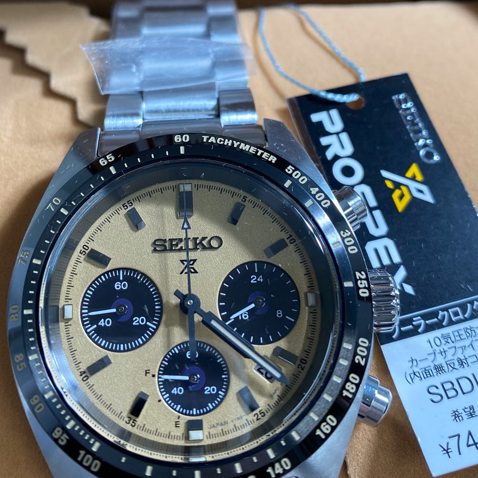 SEIKO SBDL089 Wrist watch PROSPEX SPEEDTIMER Solar Beige SS Analog Men Unused