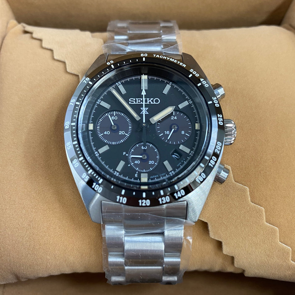 SEIKO SBDL091 Wrist watch PROSPEX SPEEDTIMER Solar Black SS Analog Men Unused