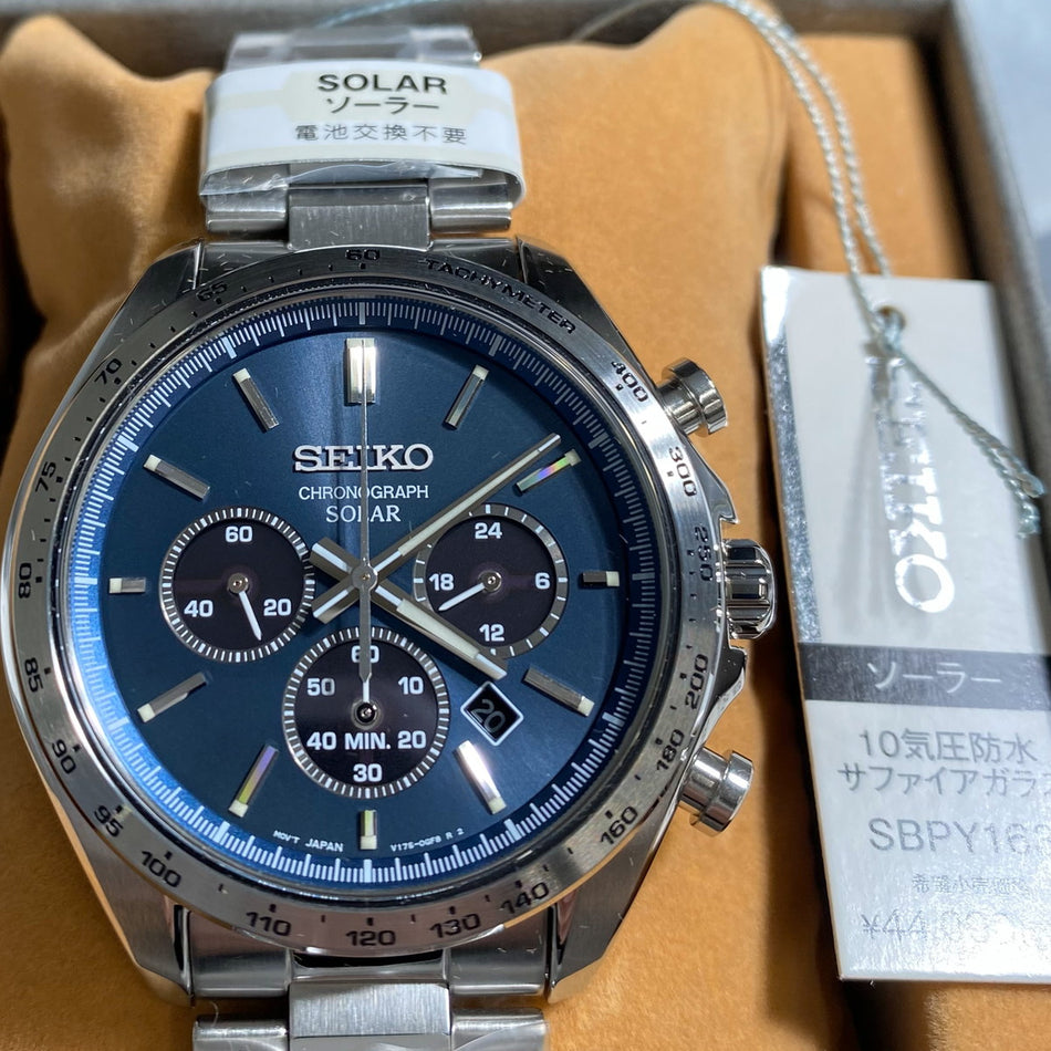 SEIKO SBPY163 Wrist watch The Standard Chronograph Solar Blue SS Men Unused