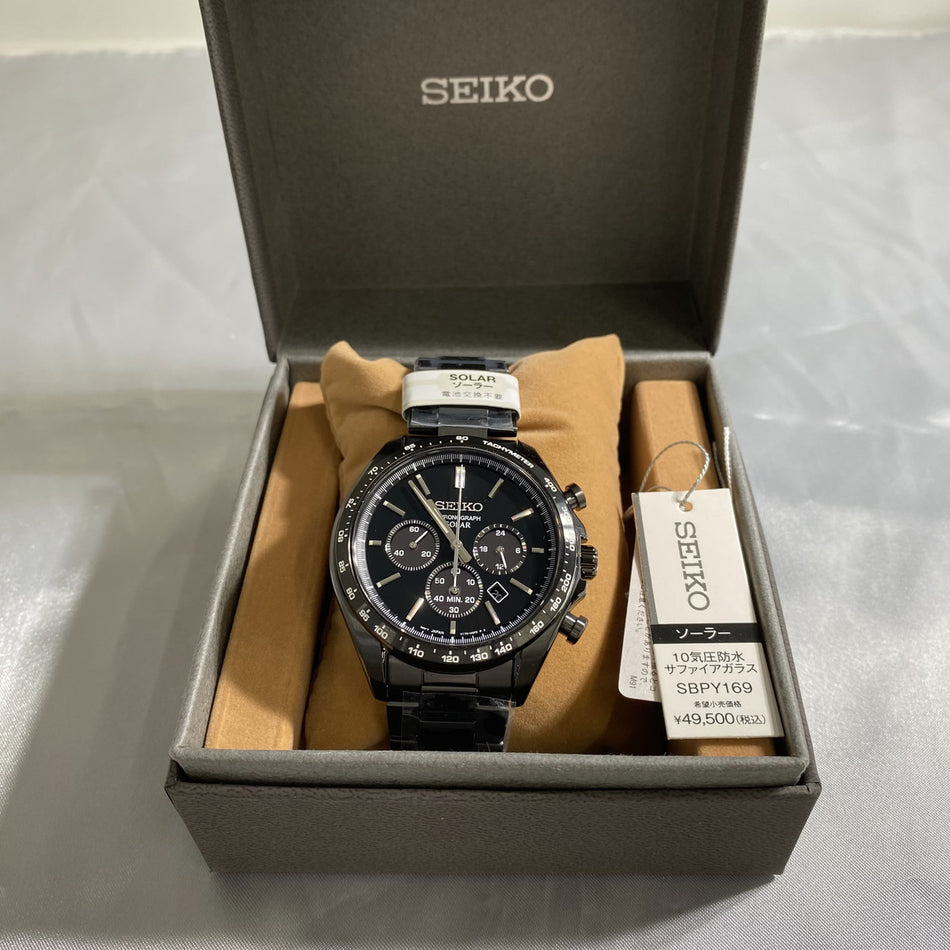 SEIKO SBPY169 Wrist watch The Standard Chronograph Solar Black SS Men Unused
