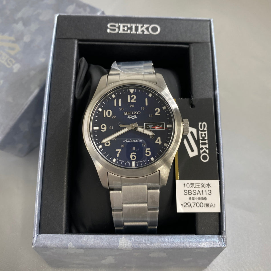 SEIKO SBSA113 Wrist watch 5 SPORTS STYLE FIELD Automatic Navy SS Men Unused