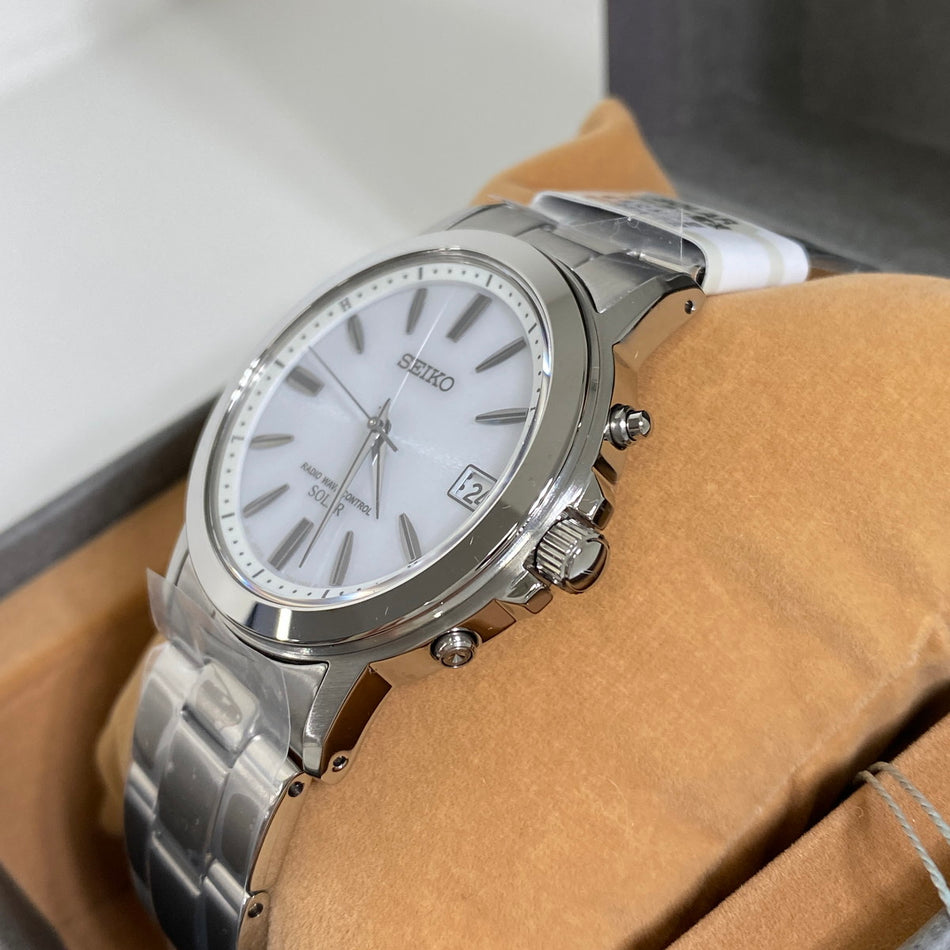 SEIKO SBTM167 Wrist watch SELECTION Radio Solar Silver SS Analog Men Unused