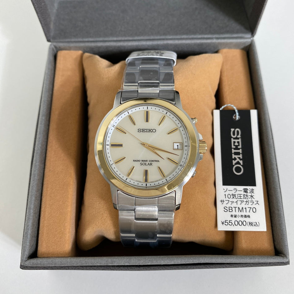 SEIKO SBTM170 Wrist watch SELECTION Radio Solar Gold SS Analog Men Unused