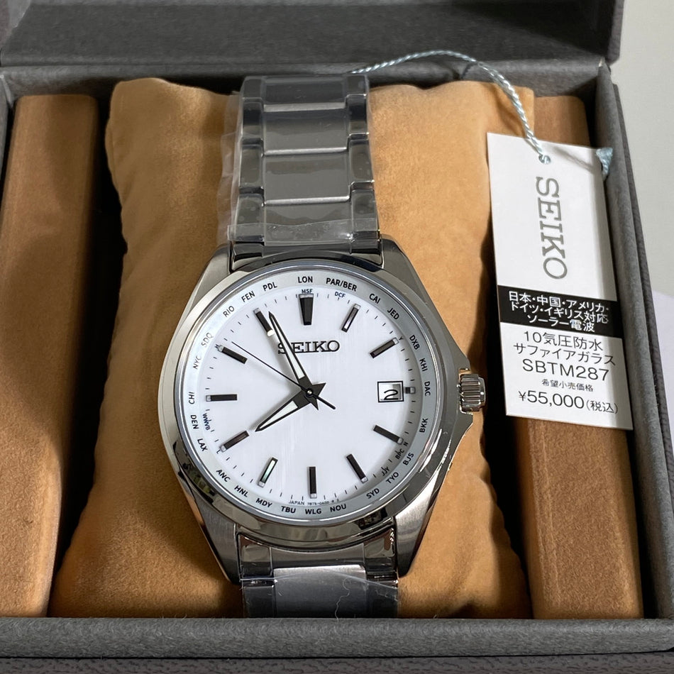 SEIKO SBTM287 Wrist watch SELECTION Radio Solar White Titanium Analog Men Unused