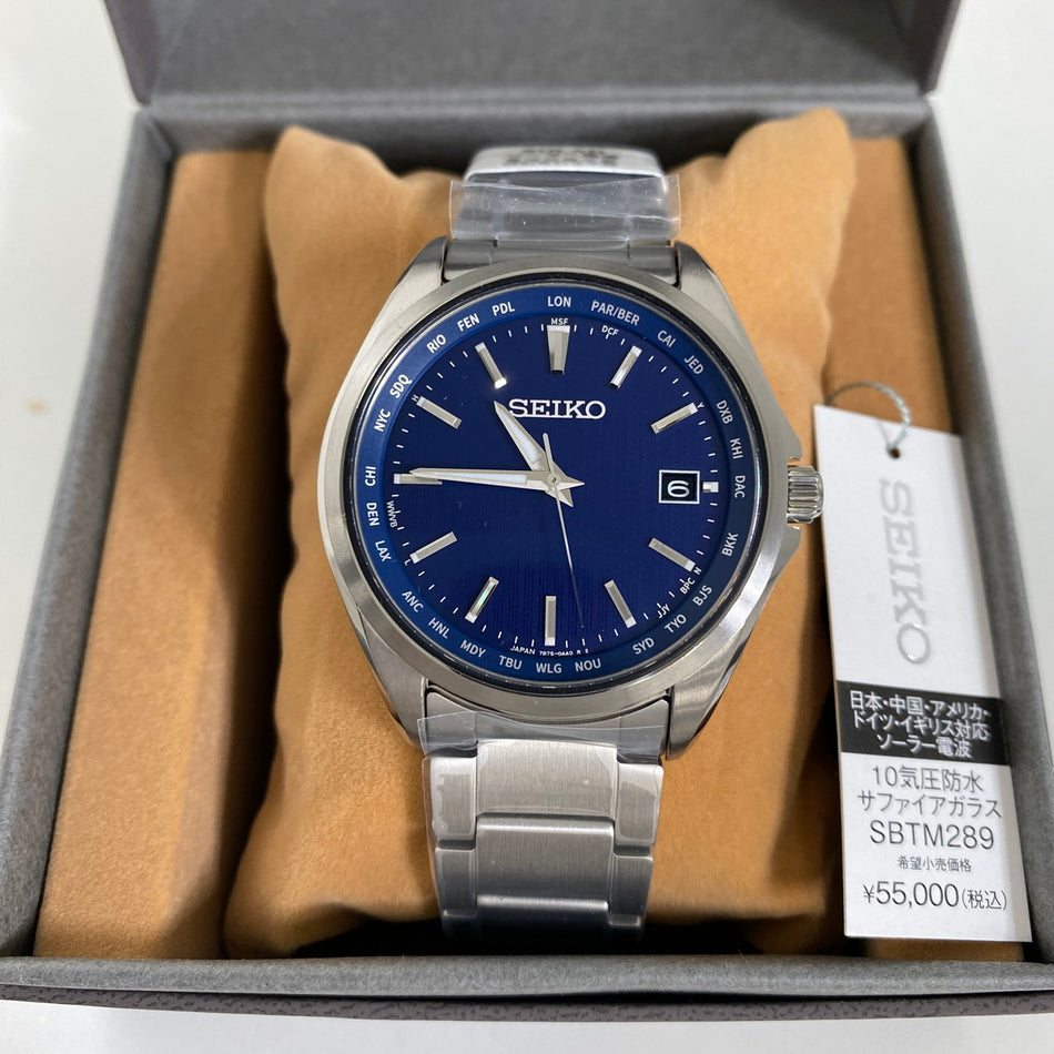 SEIKO SBTM289 Wrist watch SELECTION Radio Solar Blue Titanium Analog Men Unused