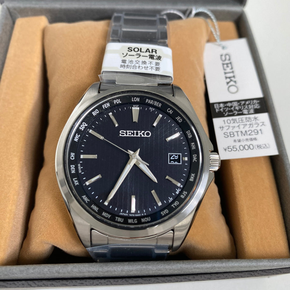 SEIKO SBTM291 Wrist watch SELECTION Radio Solar Black Titanium Analog Men Unused