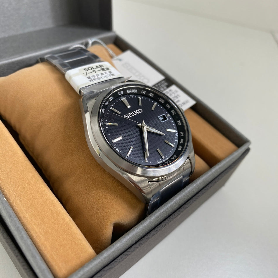 SEIKO SBTM291 Wrist watch SELECTION Radio Solar Black Titanium Analog Men Unused