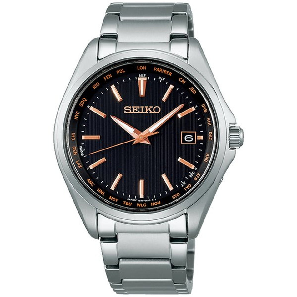 SEIKO SBTM293 Wrist watch SELECTION Radio Solar Black Titanium Analog Men Unused