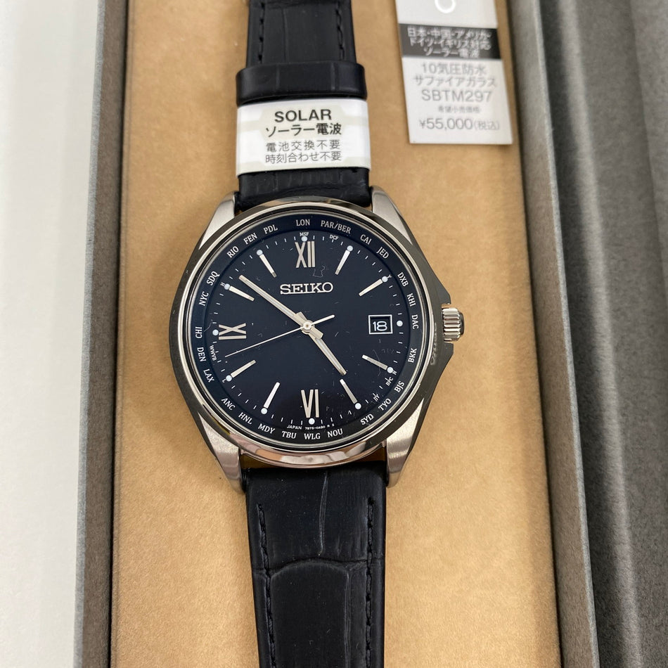 SEIKO SBTM297 Wrist watch SELECTION Radio Solar Black Titanium Analog Men Unused