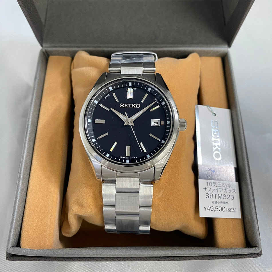 SEIKO SBTM323 Wrist watch SELECTION The Standard Radio Solar Black SS Men Unused