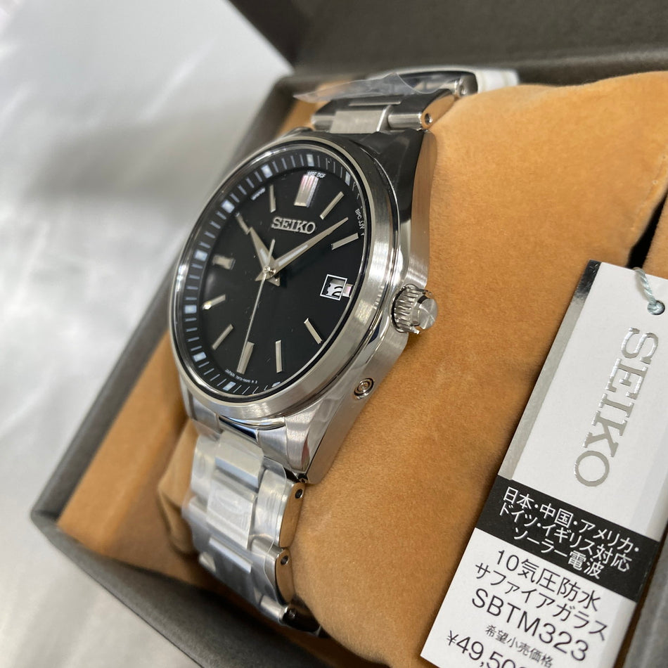 SEIKO SBTM323 Wrist watch SELECTION The Standard Radio Solar Black SS Men Unused