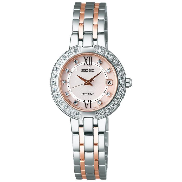 SEIKO SWCW085 Wrist watch DOLCE&EXCELINE Radio Solar Pink SS Analog Women Unused