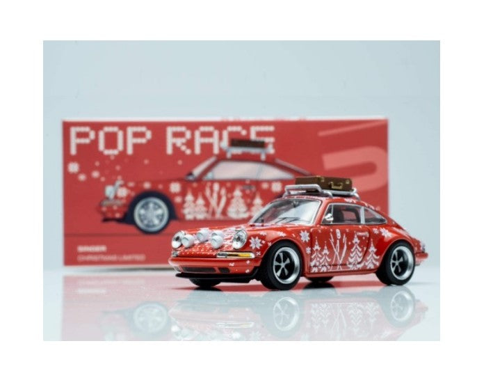 PR64-SGR-CHR POP RACE 1/64 Porsche Singer 911 Snow Red Christmas Limited