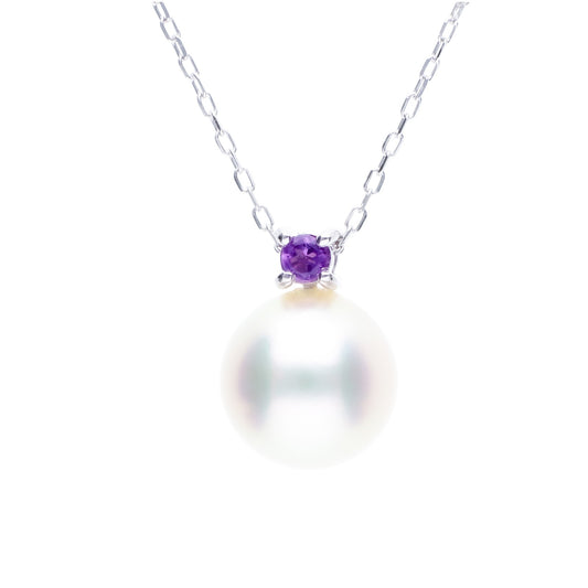 ERIS VELINA Necklace・Pendant Birthstone Amethyst K10WG Akoya Pearl Women JAPAN