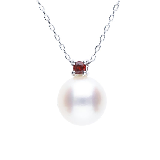 ERIS VELINA Necklace・Pendant Birthstone Garnet K10WG Akoya Pearl Women JAPAN