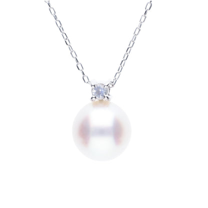 ERIS VELINA Necklace・Pendant Birthstone Moonstone K10WG Akoya Pearl Women JAPAN