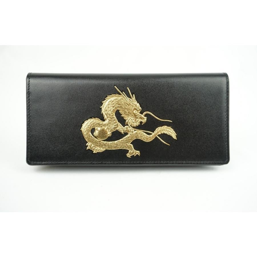 EMPEROR DRAGON bi-fold Long wallet Leather Black Master craftsmanship made JAPAN