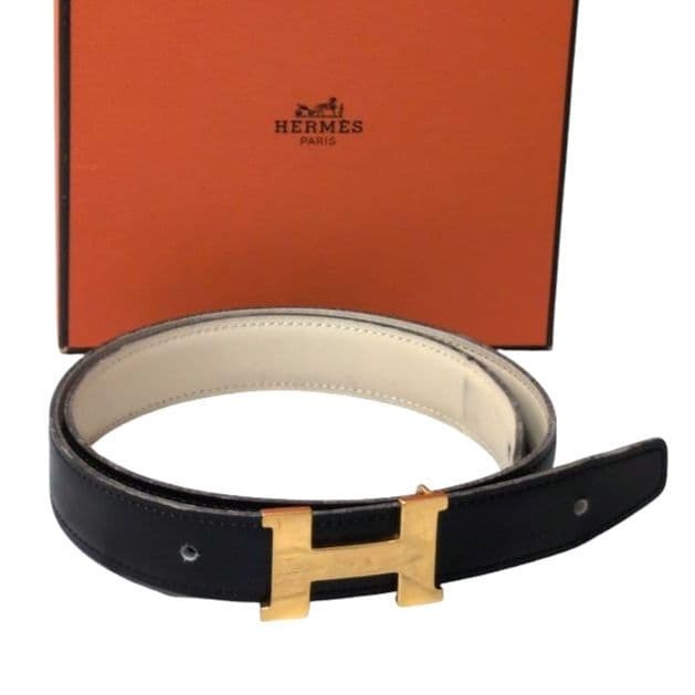 Hermes Constance H-Buckle Belt Gold Hardware Black・Beige Reversible Stamp B