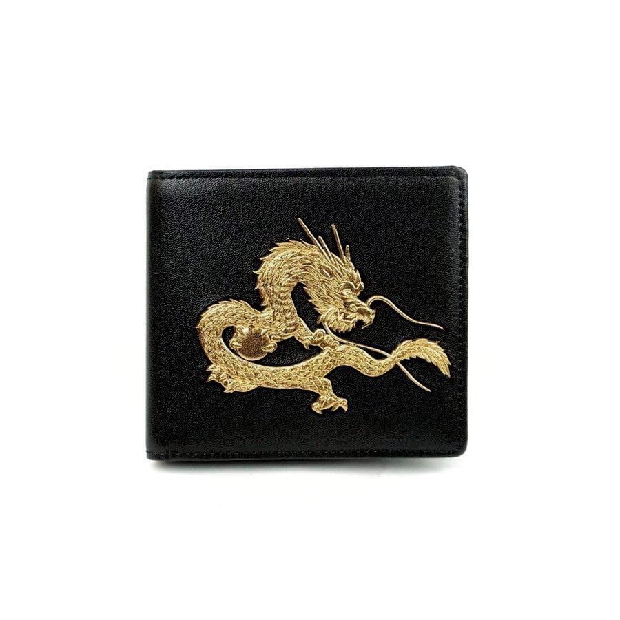 EMPEROR DRAGON Billfold Wallet Gold leaf stamping leather Black made in JAPAN