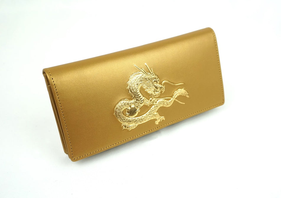 EMPEROR DRAGON bi-fold Long wallet Leather Gold Master craftsmanship made JAPAN