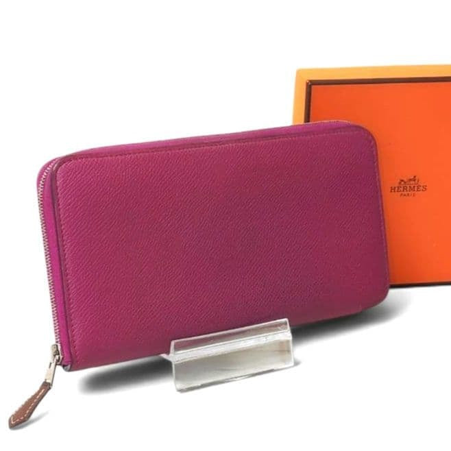 HERMES Azap Long Silk'In Wallet Epsom Leather, C Stamp Silver Hardware Pink