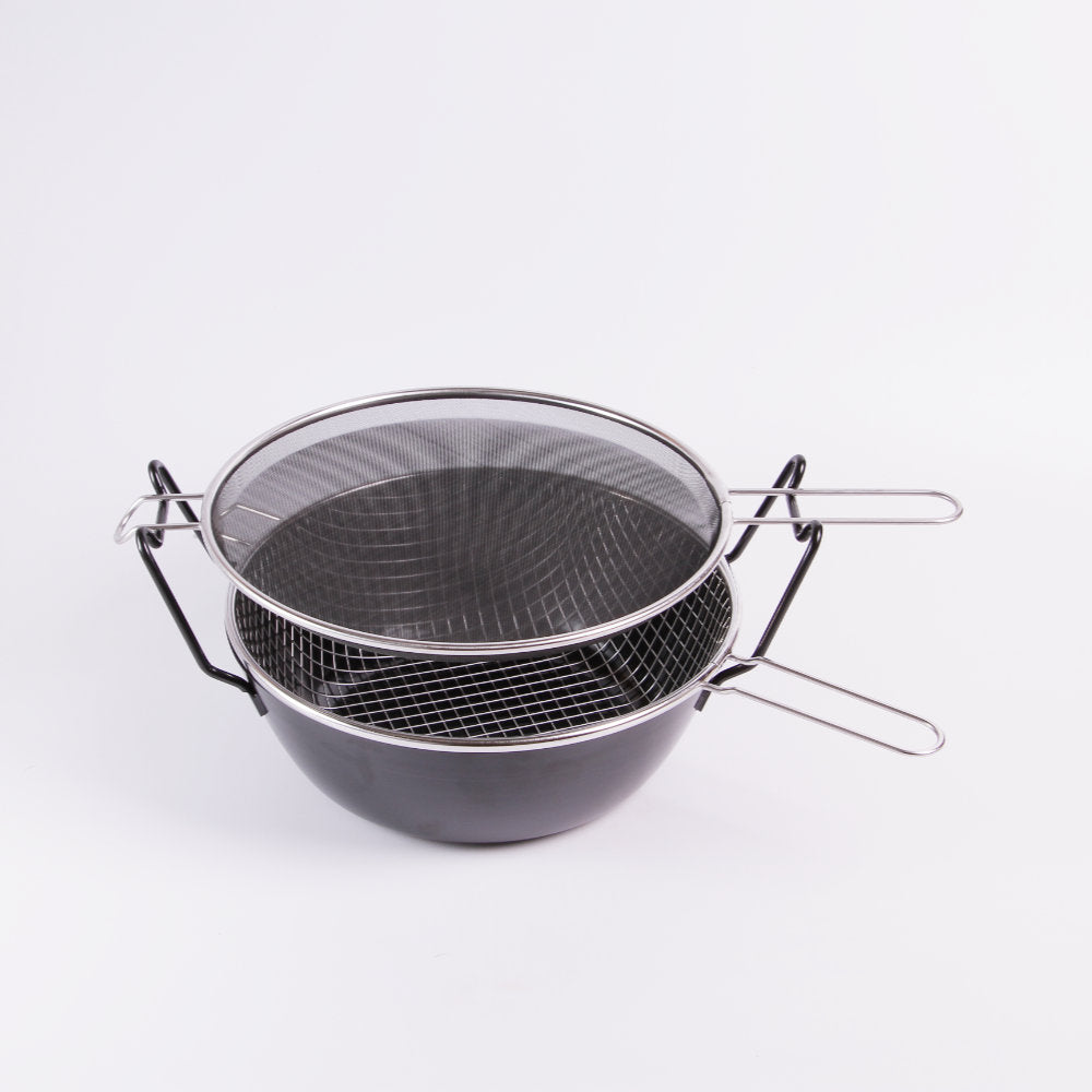 La Base Deep-frying tempura pot Iron pot 28cm IH compatible LB-090 Japan Made