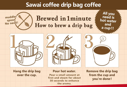 SAWAI Pour Over Coffee 90 Single Serve Pouches 13Drip for mag 3 types JAPAN