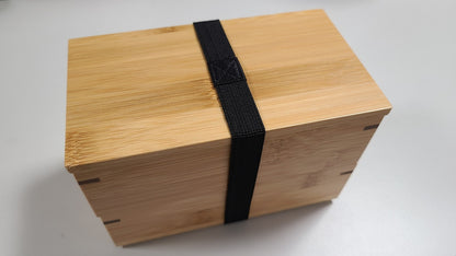 Traditional Japanese Smoked Bamboo Bento Lunch Box & Three Bamboo Cutleries