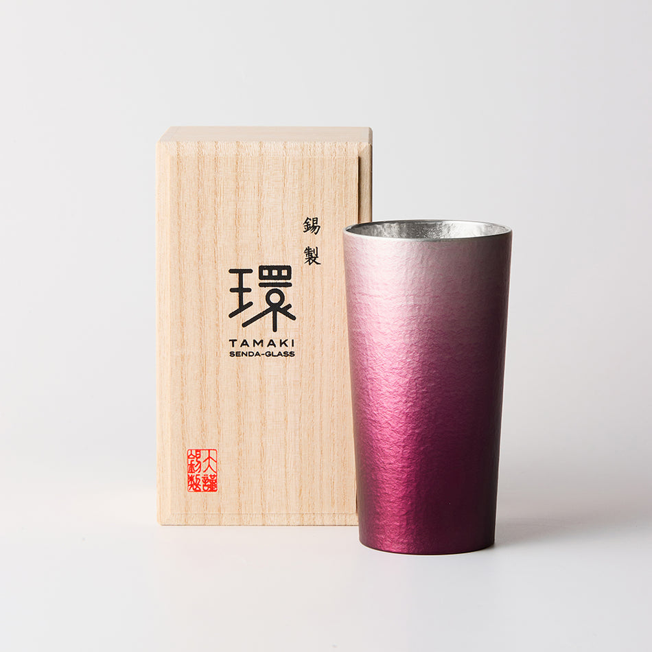 Tumbler Pure Tinware Purple Glass Mug for Beer Wine Coffee 12 oz / Gift with Box