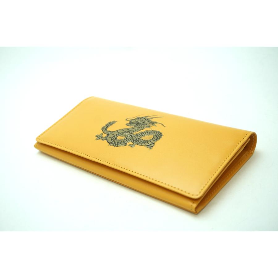 FORTUNE DRAGON long wallet Embossing leather Yellow Master Craftsmanship