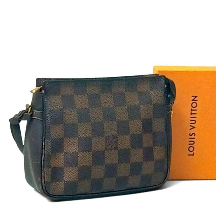 Louis Vuitton Damier Trousse Brown Makeup Pouch Hand Bag