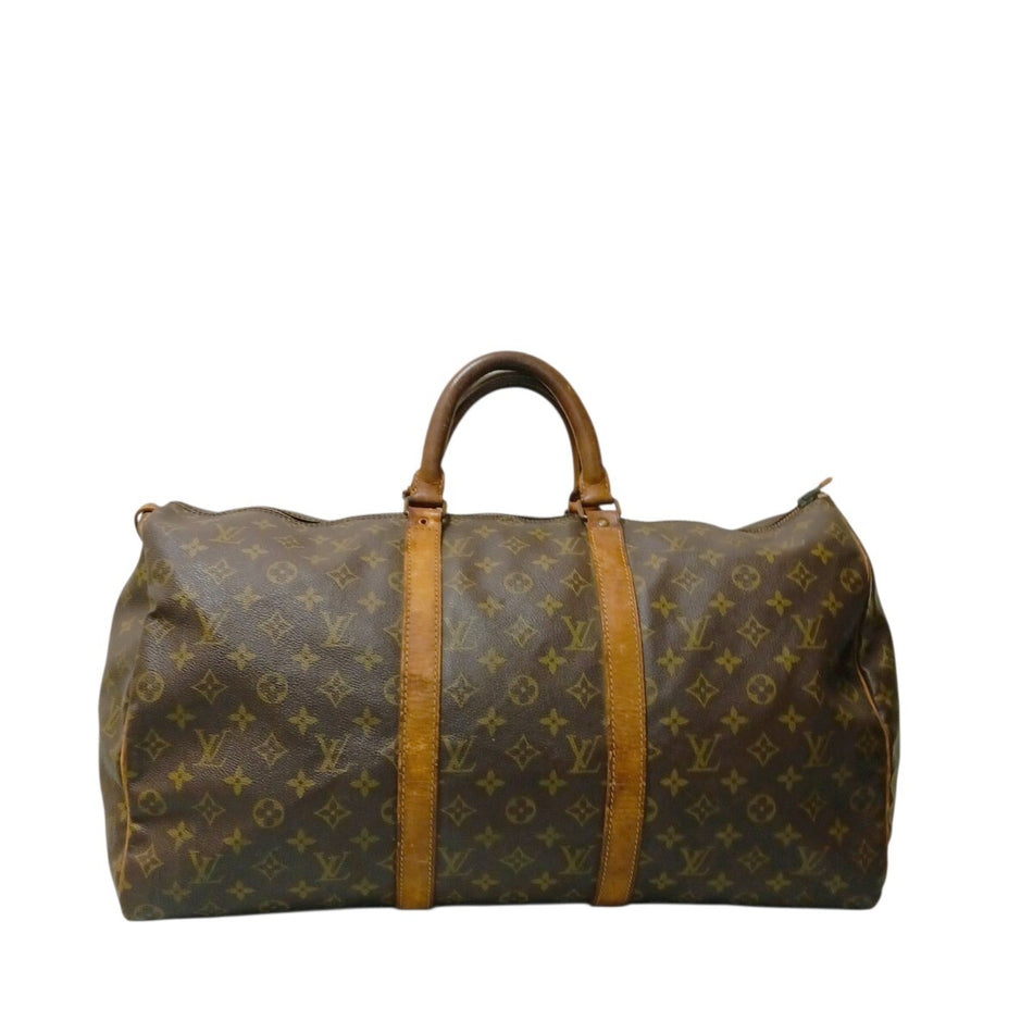 Louis Vuitton Monogram Keepall 50 Boston Bag Brown Travel Bag Authenticated